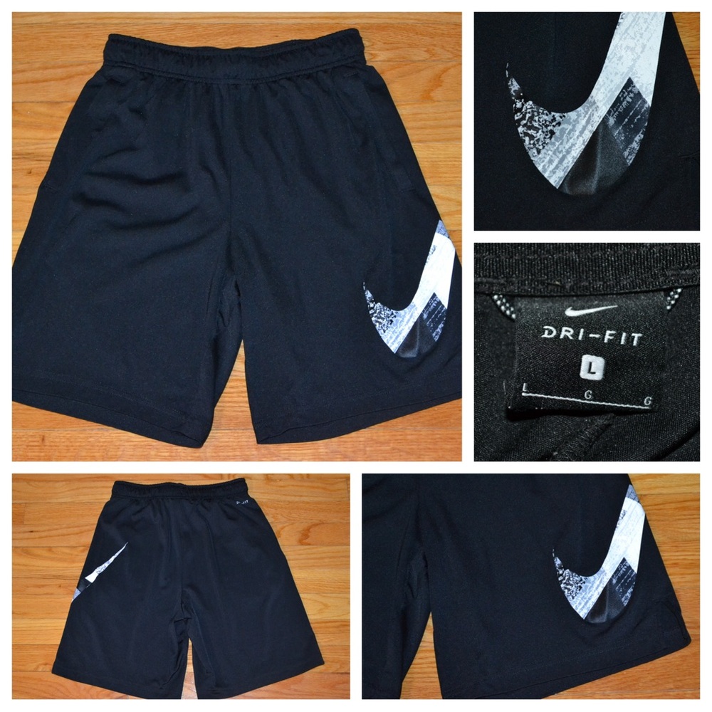 Youth boys Nike Dri-Fit black shorts, size youth large
